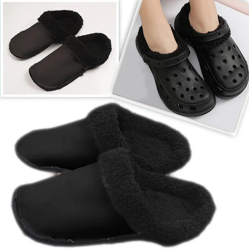 1pair Hole Shoes Velvet Liner Winter Warm Shoes Covers Thickened Soft