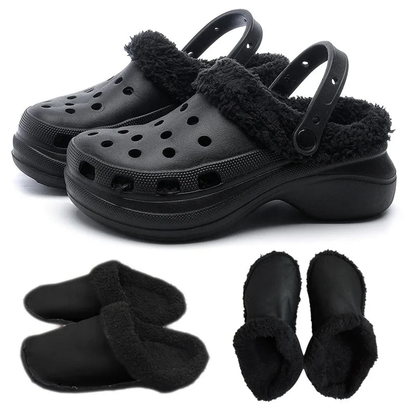 1pair Hole Shoes Velvet Liner Winter Warm Shoes Covers Thickened Soft