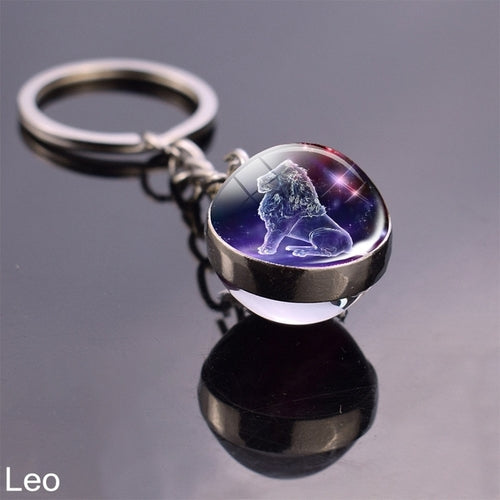 Luminous Keychain Glow In The Dark 12 Zodiac Sign Sphere Ball Crystal