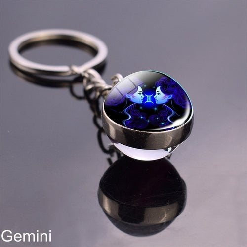 Luminous Keychain Glow In The Dark 12 Zodiac Sign Sphere Ball Crystal