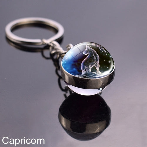 Luminous Keychain Glow In The Dark 12 Zodiac Sign Sphere Ball Crystal