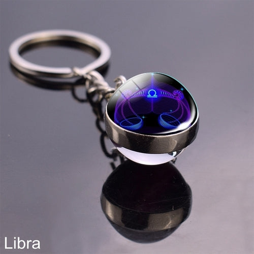 Luminous Keychain Glow In The Dark 12 Zodiac Sign Sphere Ball Crystal