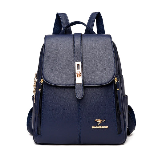 Luxury Women Leather Backpacks for Girls Sac A Dos Casual Daypack