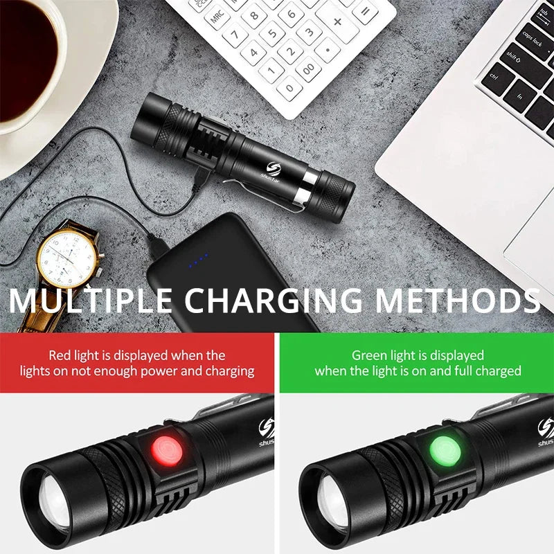 High Power Led Flashlights Zoomable Camping Torch With T6 LED Lamp