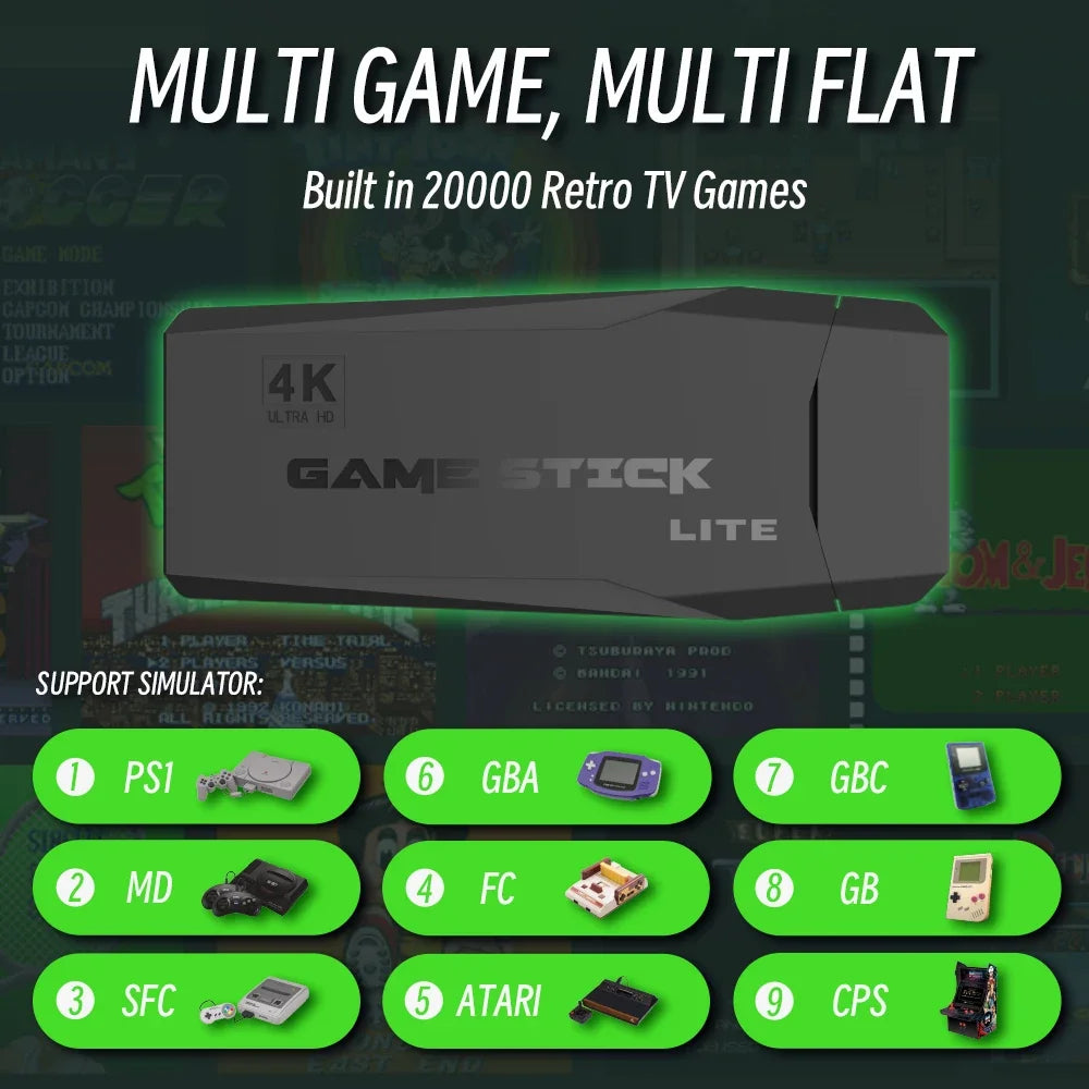 M8 Retro Video Game Console 4k 2.4G Wireless Console Game Stick 4k