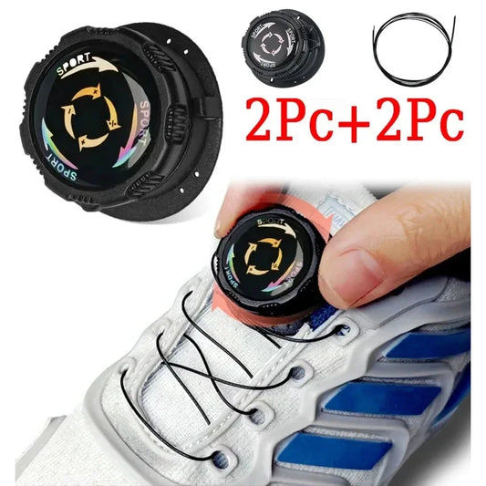 1pair Metal Wire Swivel Automatic Buckle Rope Sneaker ShoeLaces for