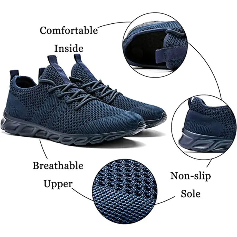 Men Casual Sport Shoes Light Sneakers White Outdoor Breathable Mesh