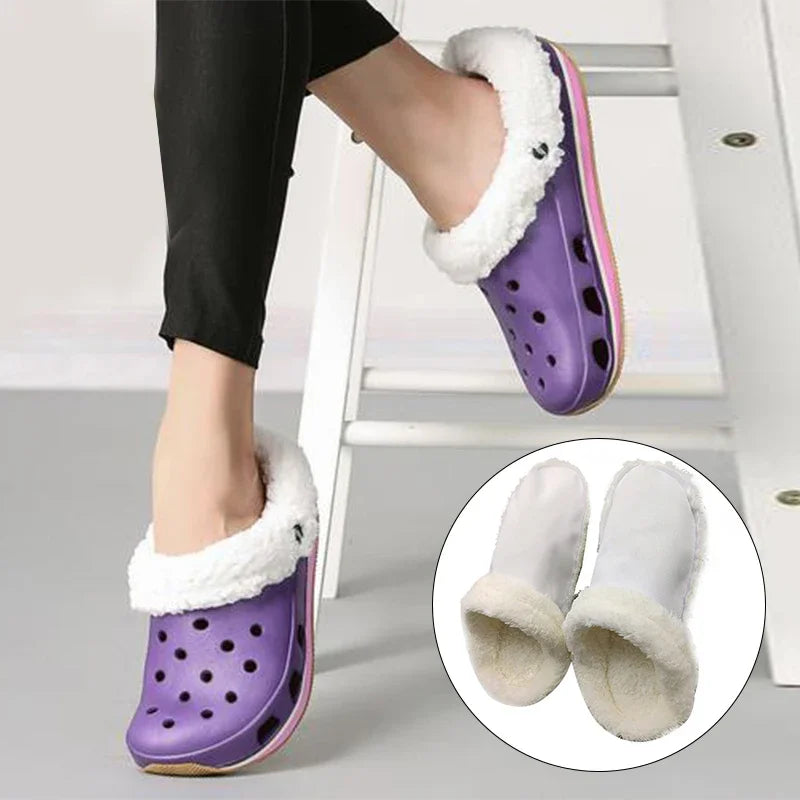 1pair Hole Shoes Velvet Liner Winter Warm Shoes Covers Thickened Soft