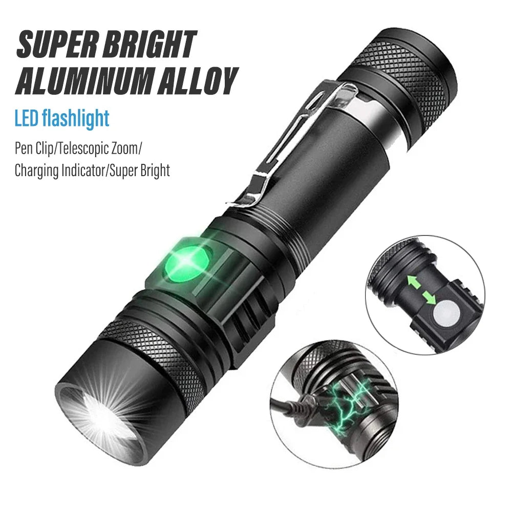 High Power Led Flashlights Zoomable Camping Torch With T6 LED Lamp