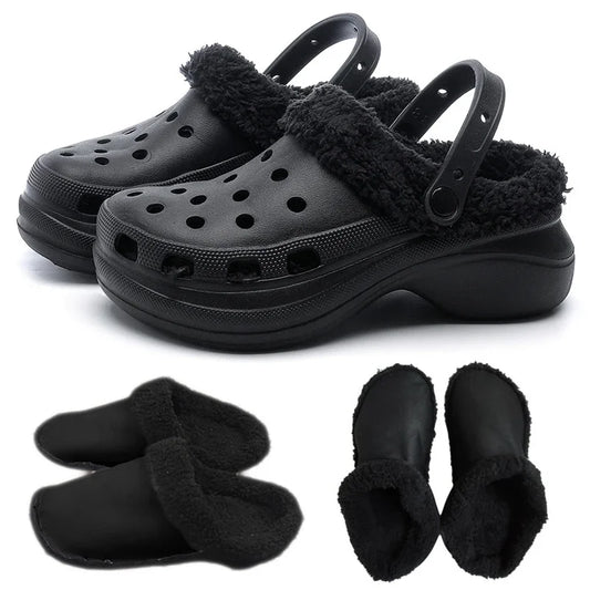 1pair Hole Shoes Velvet Liner Winter Warm Shoes Covers Thickened Soft