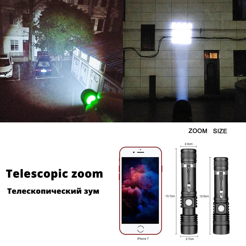 High Power Led Flashlights Zoomable Camping Torch With T6 LED Lamp